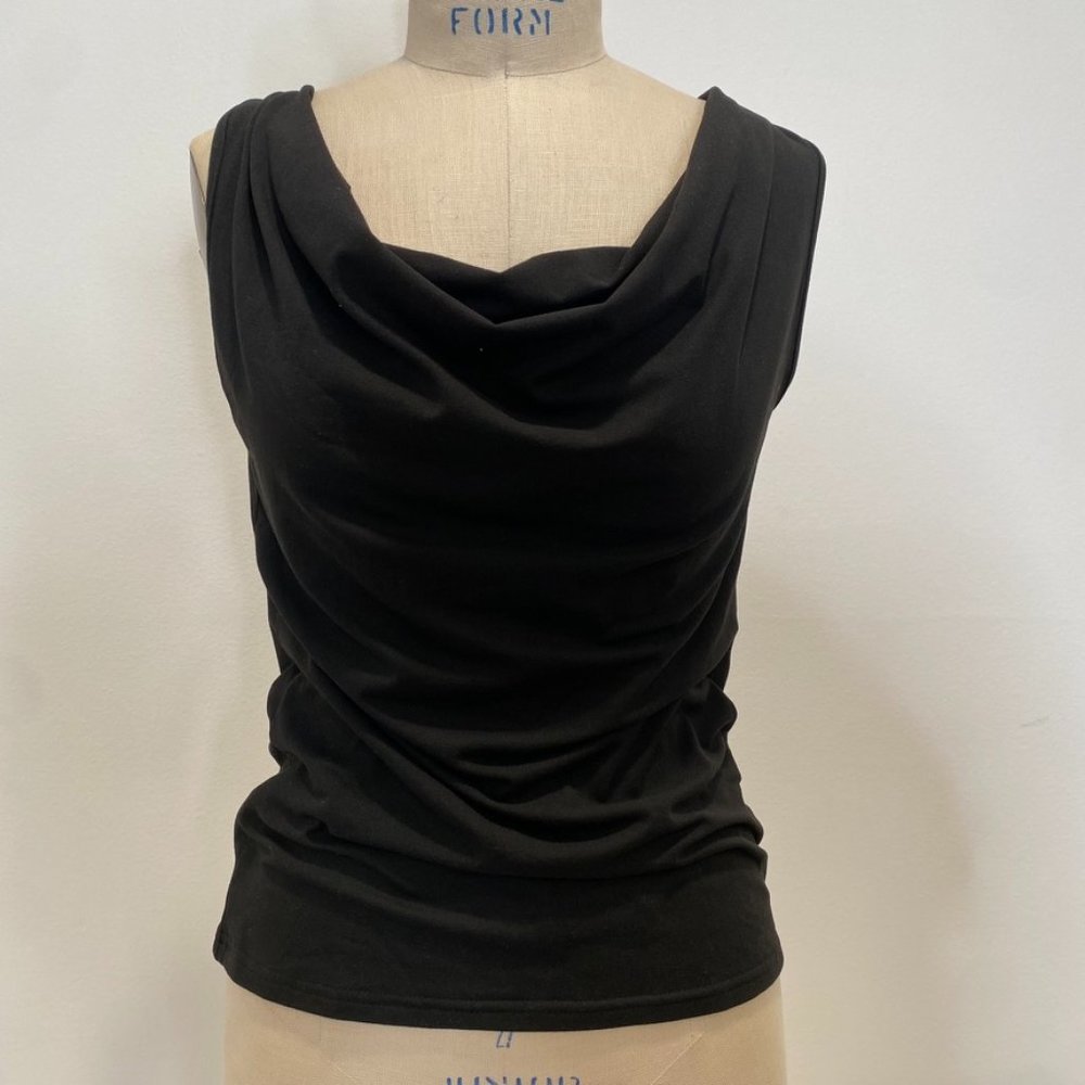Black Top with neck tie, low back, and scoop neck
